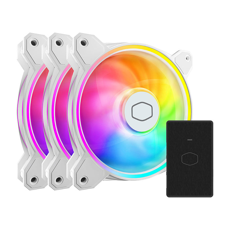Cooler Master MasterFan MF120 HALO² Dual Loop ARGB White PWM Case Fan - 3 Pack