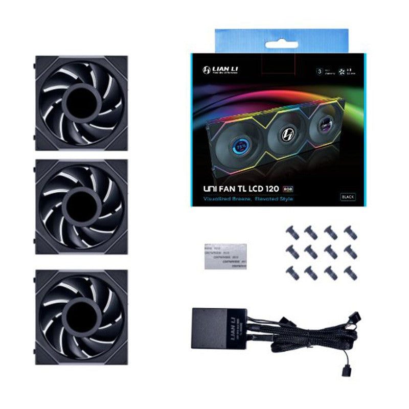 Lian Li UNI FAN TL LCD 120 ARGB 120mm Black PWM Fan - 3 Pack