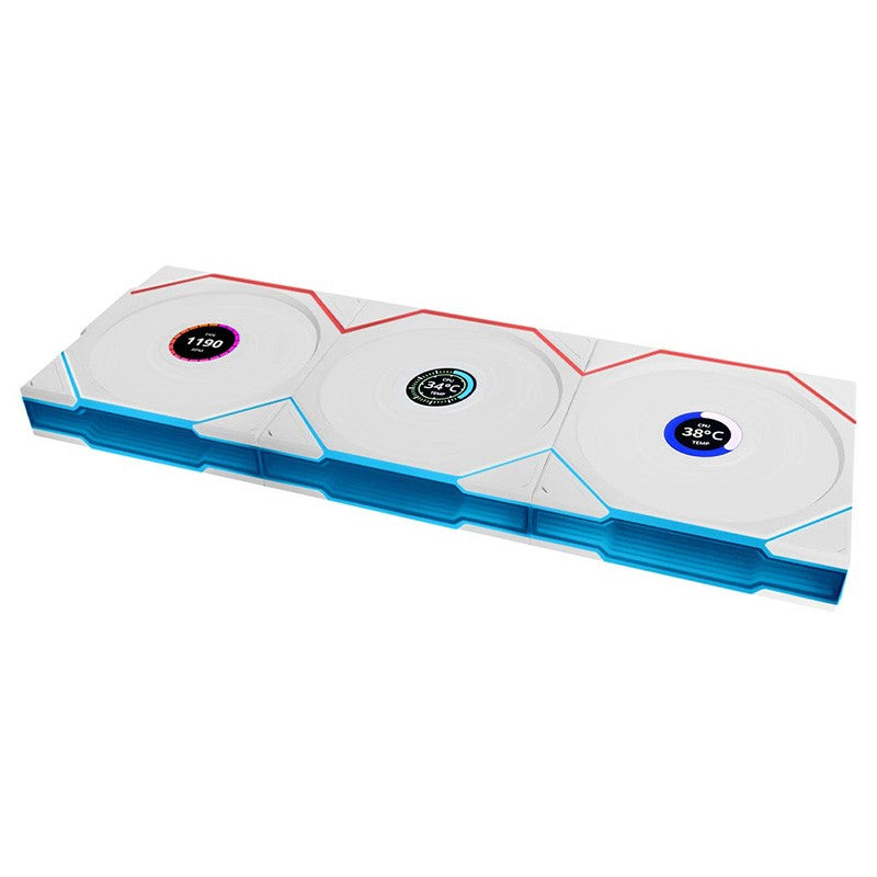 Lian Li UNI Fan TL LCD 120mm Wireless Control Reverse Blade Fan White - 3 Pack with Controller
