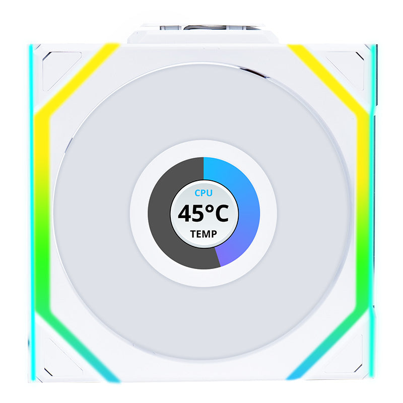 Lian Li Uni Fan 120mm SL Wireless ARGB 4-Pin PWM White Fan with 1.6in LCD Display