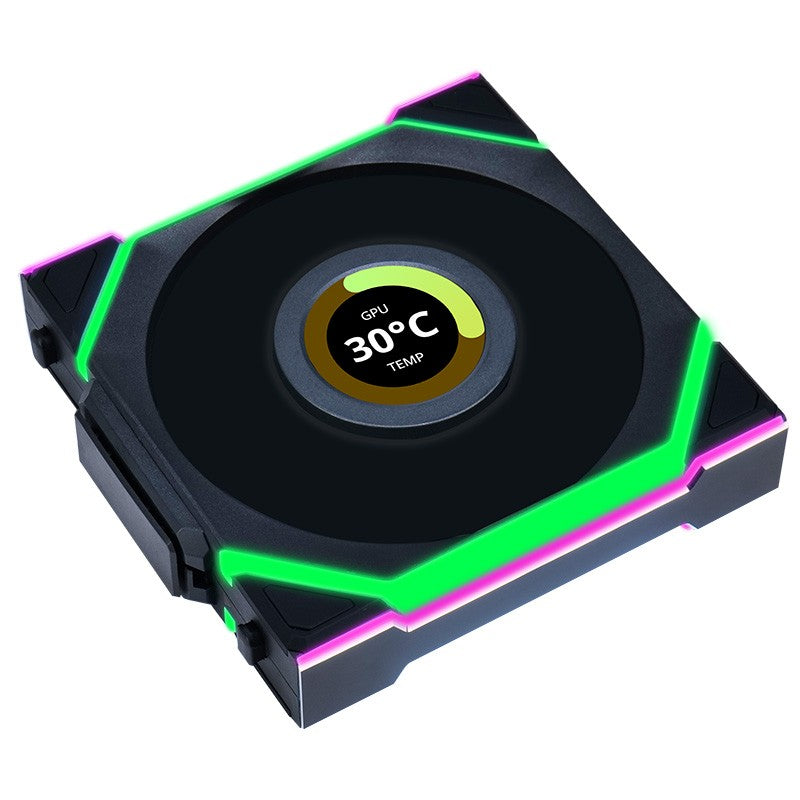 Lian Li Uni Fan 120mm SL Wireless Reverse Blade ARGB 4-Pin PWM Black Fan with 1.6in LCD Display