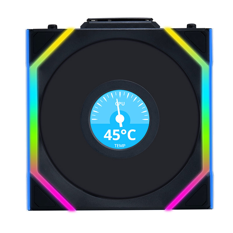 Lian Li Uni Fan 120mm SL Wireless Reverse Blade ARGB 4-Pin PWM Black Fan with 1.6in LCD Display