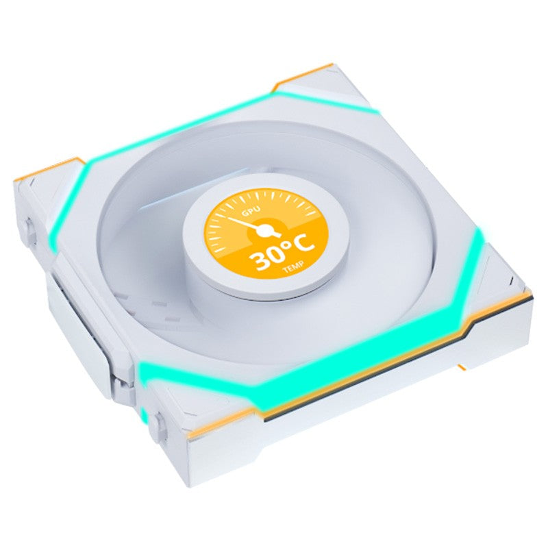 Lian Li Uni Fan 120mm SL Wireless Reverse Blade ARGB 4-Pin PWM White Fan with 1.6in LCD Display
