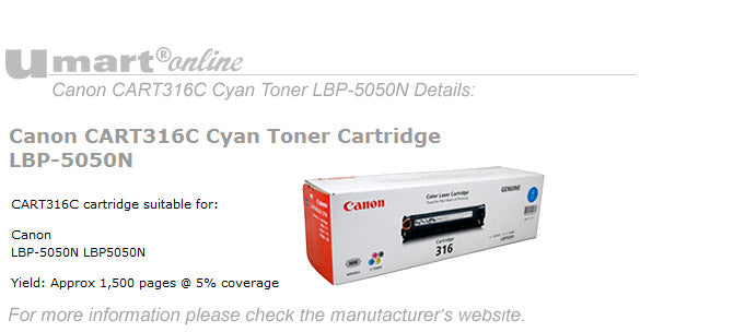 Canon Cyan Toner Cartridge for LBP-5050N