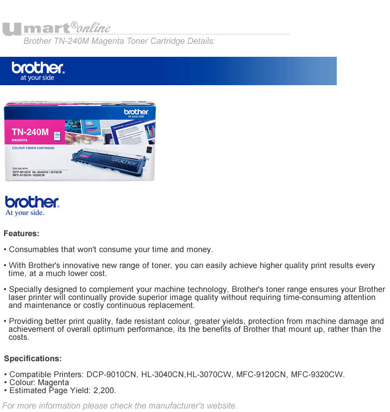 Brother Magenta Toner Cartridge