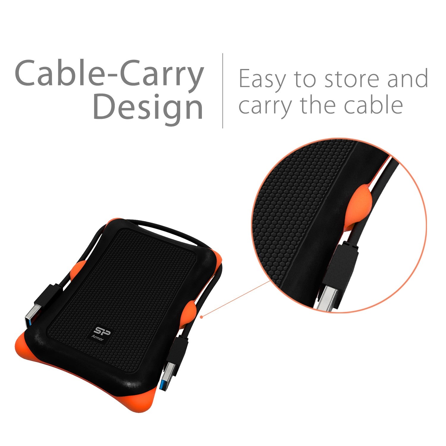 Silicon Power 1TB A30 Rugged Shockproof Portable External Hard Drive USB 3.0 For PC,MAC,XBOX,PS4,PS5 - Orange