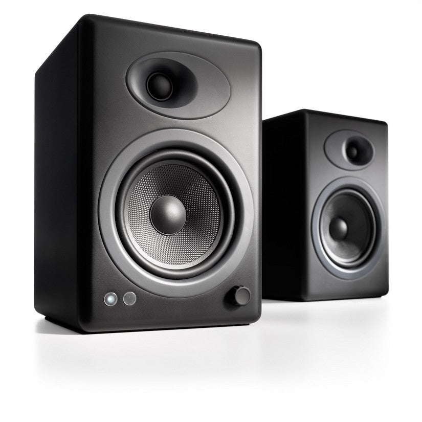 Audioengine 5+ Classic Powered Bookshelf Speakers Pair Satin Black
