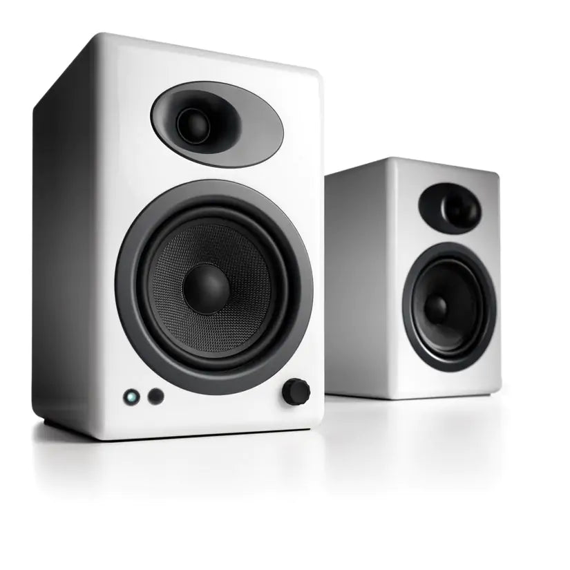 Audioengine 5+ Classic Powered Bookshelf Speakers Pair Hi-Gloss White