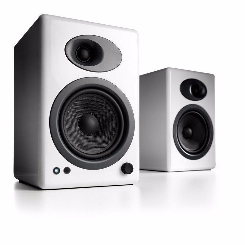 Audioengine 5+ Classic Powered Bookshelf Speakers Pair Hi-Gloss White