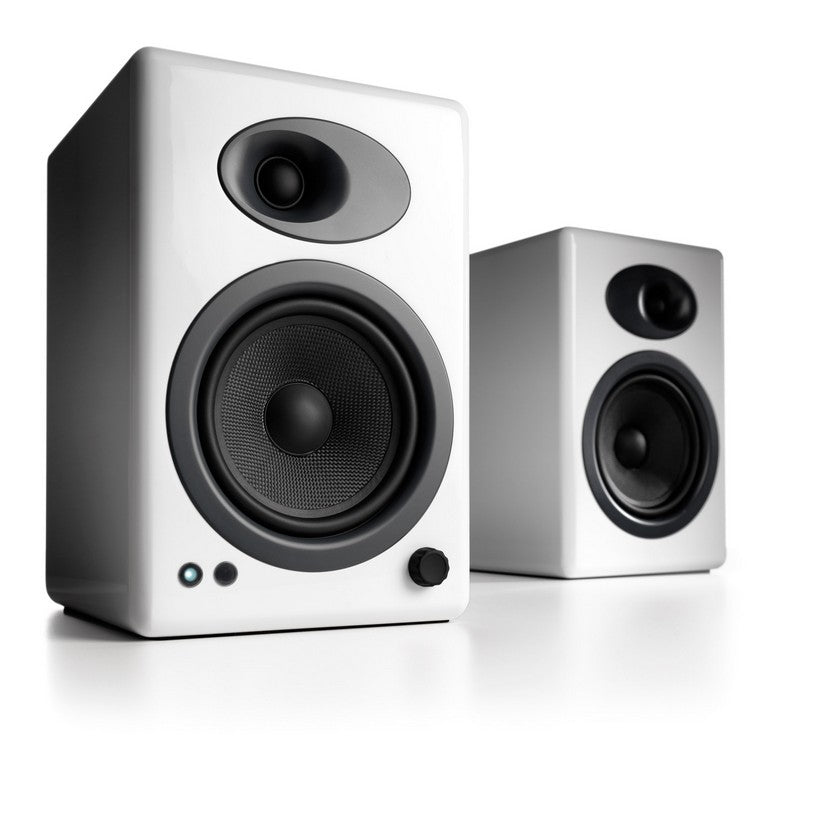 Audioengine 5+ Classic Powered Bookshelf Speakers Pair Hi-Gloss White