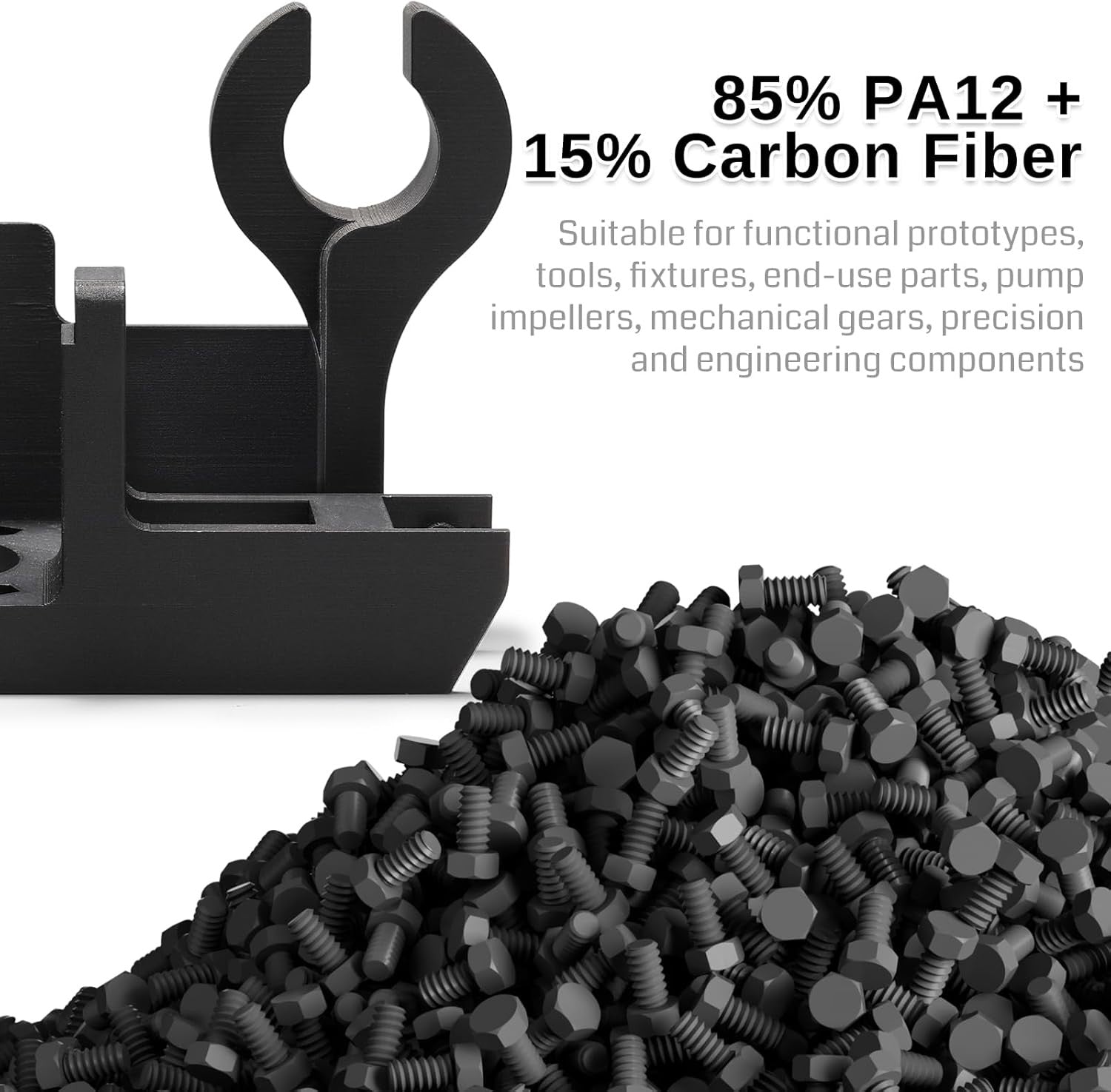 SainSmart ePA12-CF Carbon Fiber Nylon Filament 1.75mm, 0.5kg , Dimensional Accuracy +/- 0.05 mm, Black