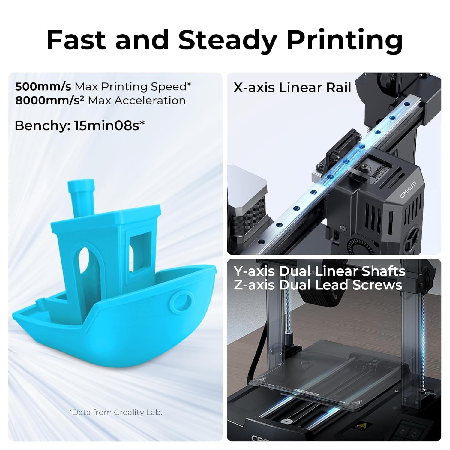 Creality Ender 3 V3 KE 3D Printer Up to 500mm/s Printing Speed, 1kg x 2 Pack High Speed PLA Included 60W Ceramic Heater Hotend