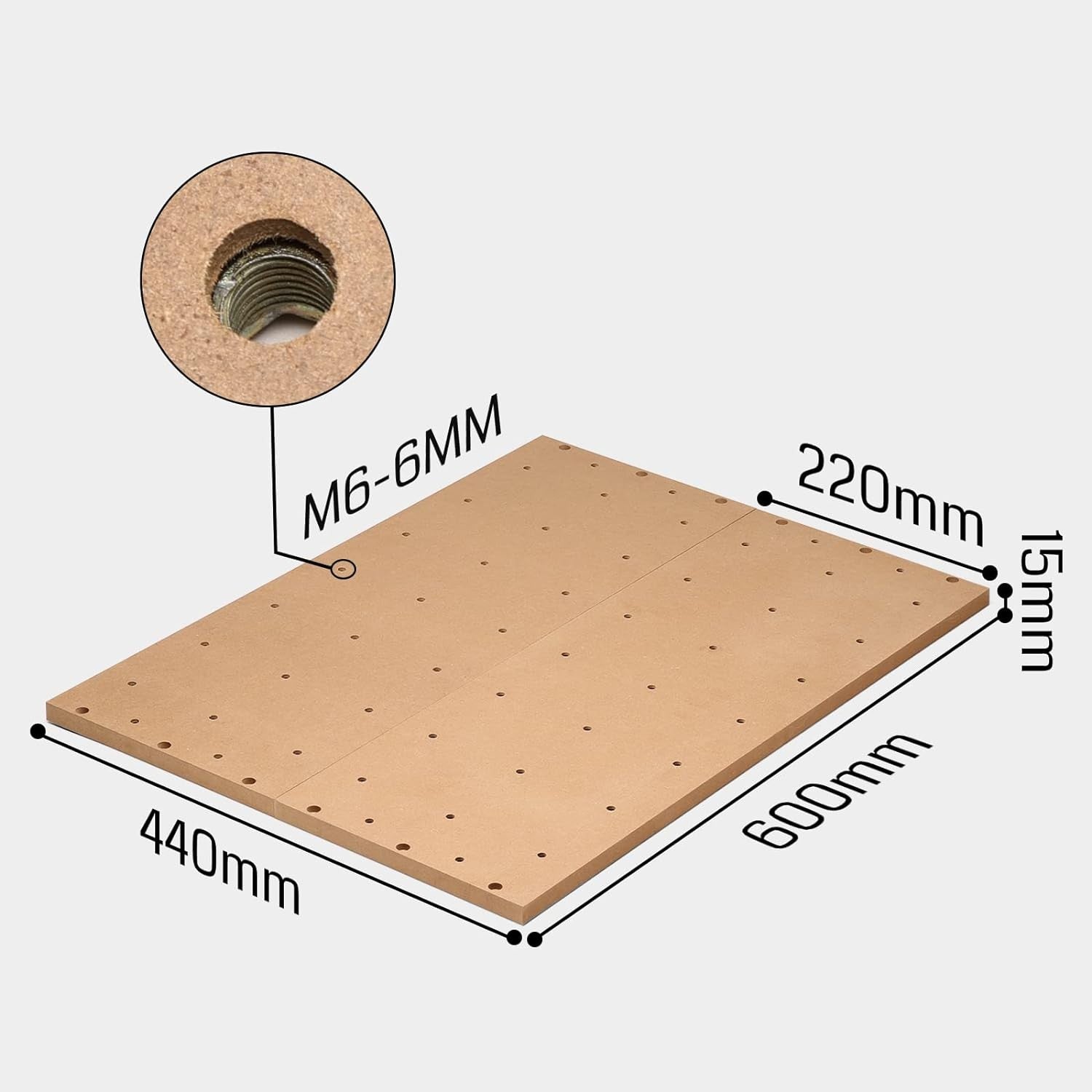 Genmitsu Threaded Inserts MDF Spoilboard for Genmitsu 4040-PRO CNC Machine, Two Pieces, Size for Single Piece 23.26” x 8.66” x 0.59", M6 Holes