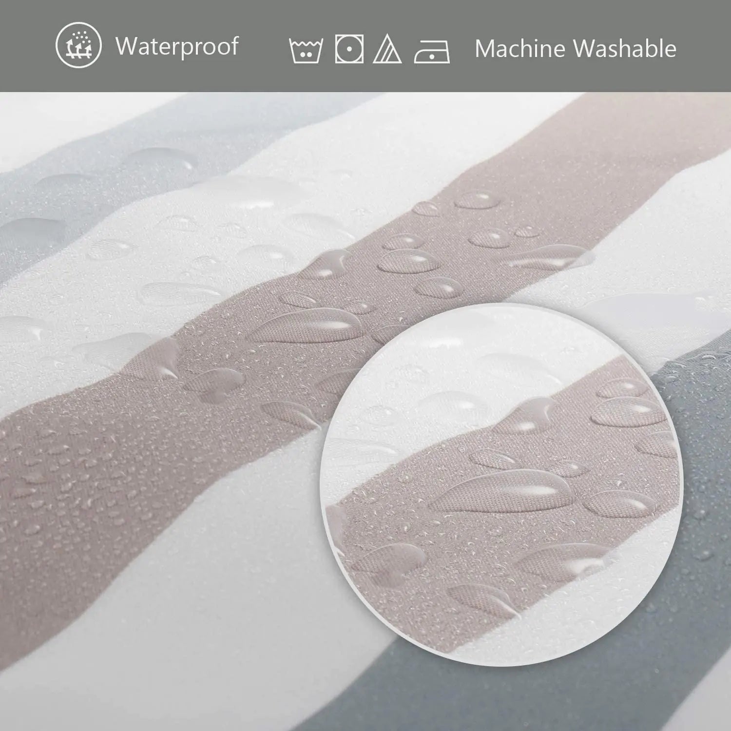 Lagute SnapHook Hook Free Shower Curtain with Snap-in Liner & See Through Top Window - Pattern