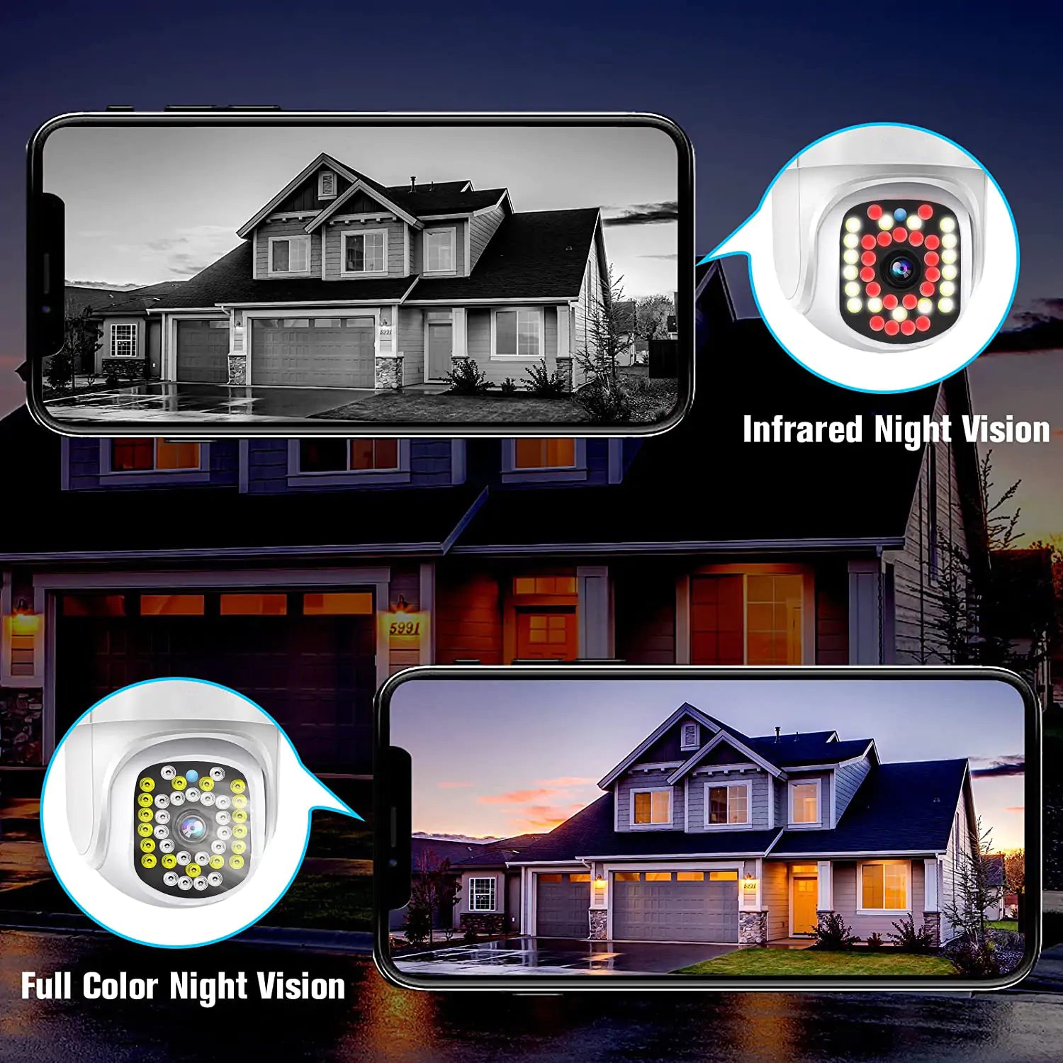 MP Security Camera WiFi Camera Outdoor Home Security Camera with Spotlight Night Vision,Alarm,Remote Access,Motion Detection,2-Way Audio