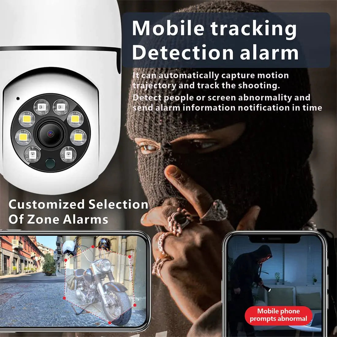 Security Camera Light Bulb Camera 1080P Color Night Vision 2.4GHz WiFi Home Surveillance Cameras E27 Two-Way Audio Works with Alexa Google