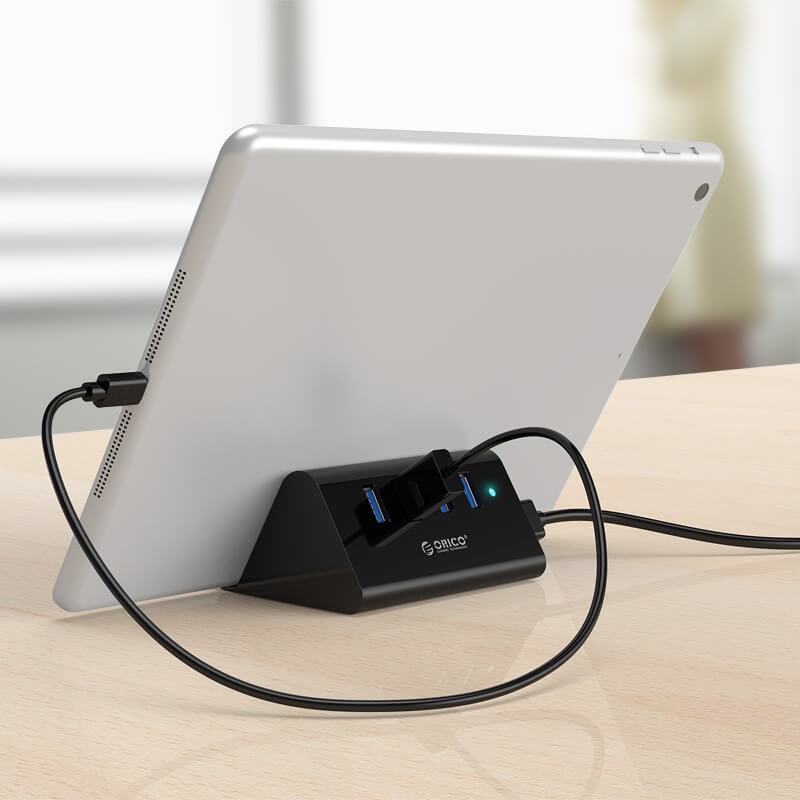 Orico Black SHC-U3 4 Port USB3 HUB With Phone & Tablet Stand