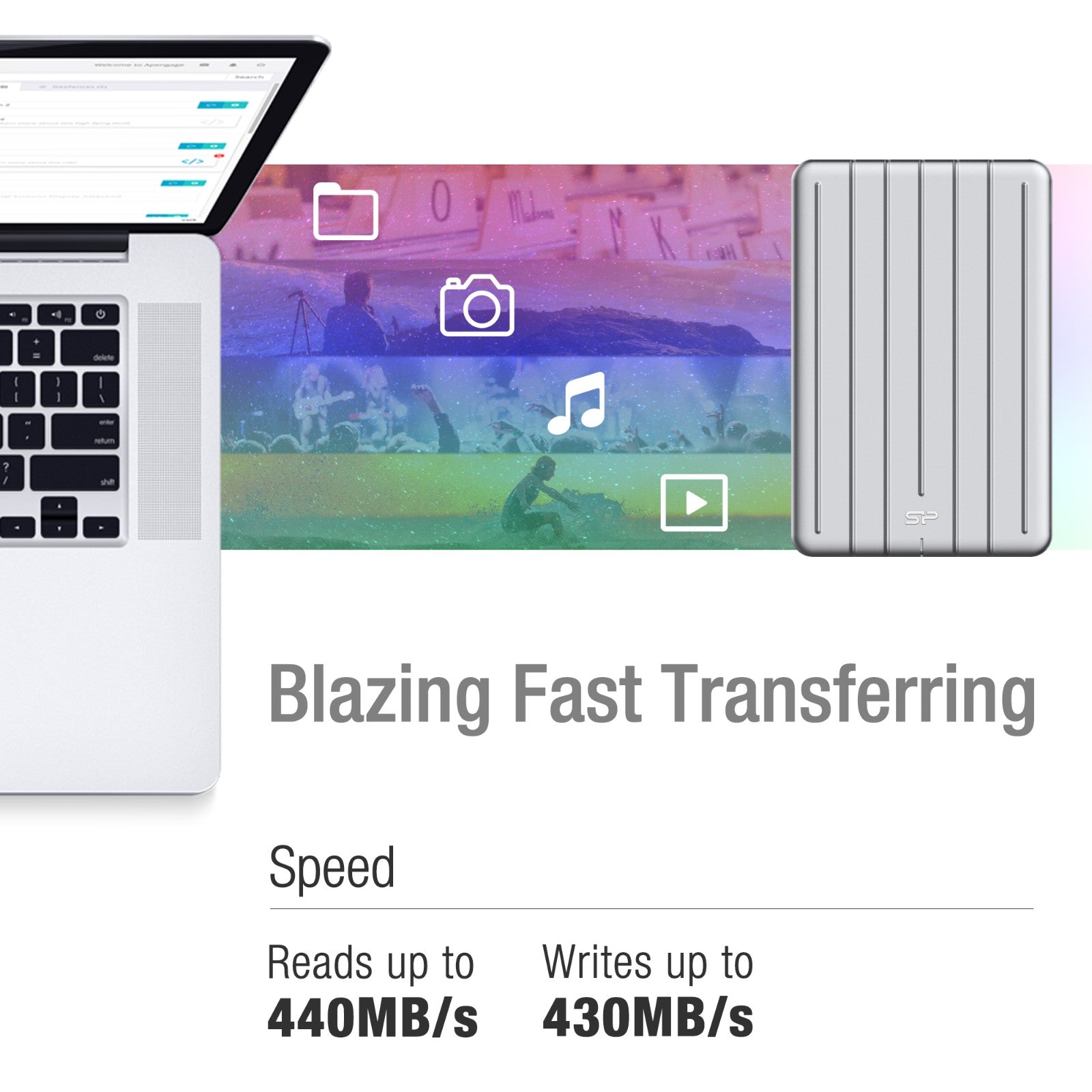 Silicon Power 512GB B75 USB C Scratch Resistant & Waterproof Portable External SSD with USB C to USB A cable