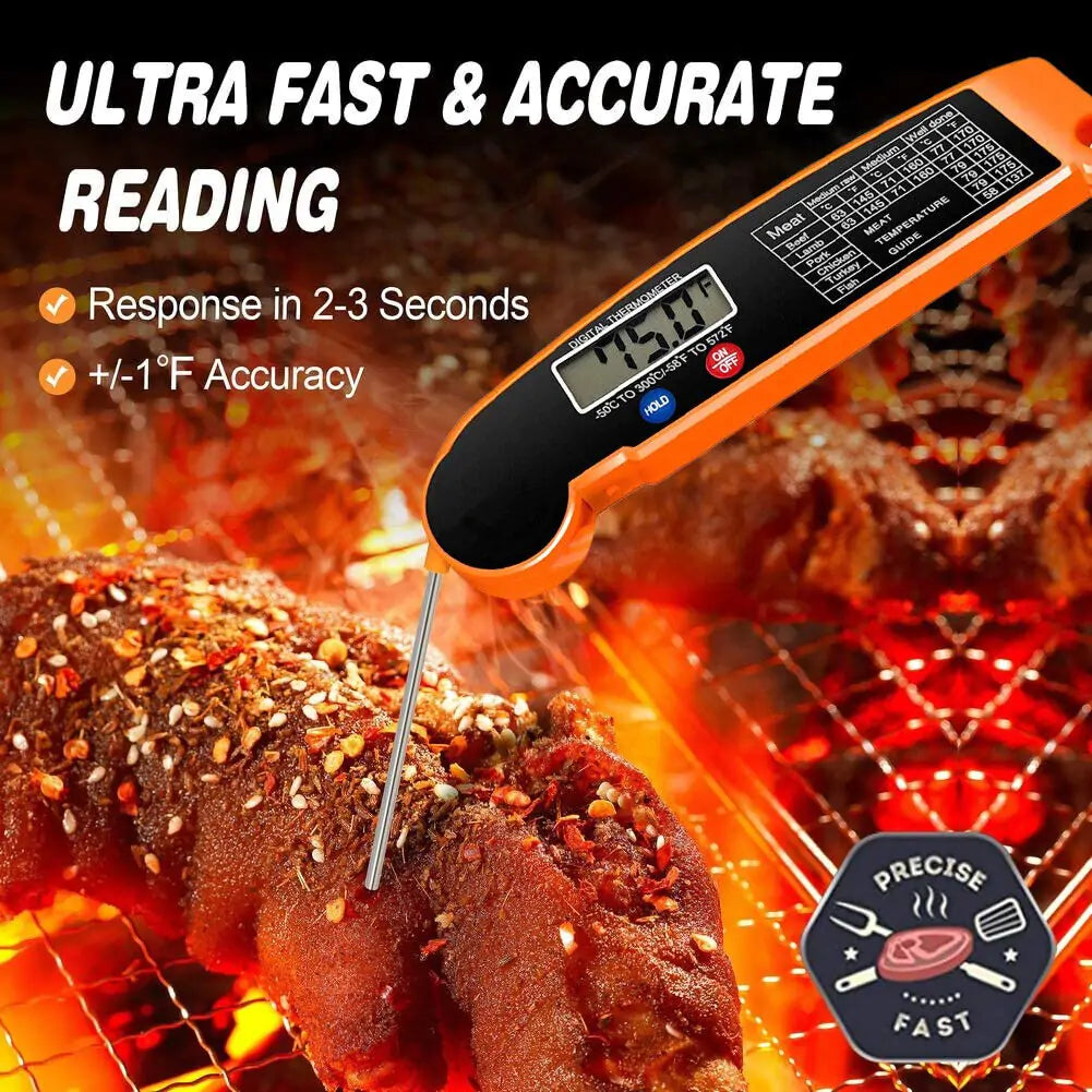 Digital Food Thermometer Meat Thermometer Instant Read °F/°C Foldable Probe Auto On/Off Food Cooking Thermometer for Grilling BBQ Kitchen Milk Etc