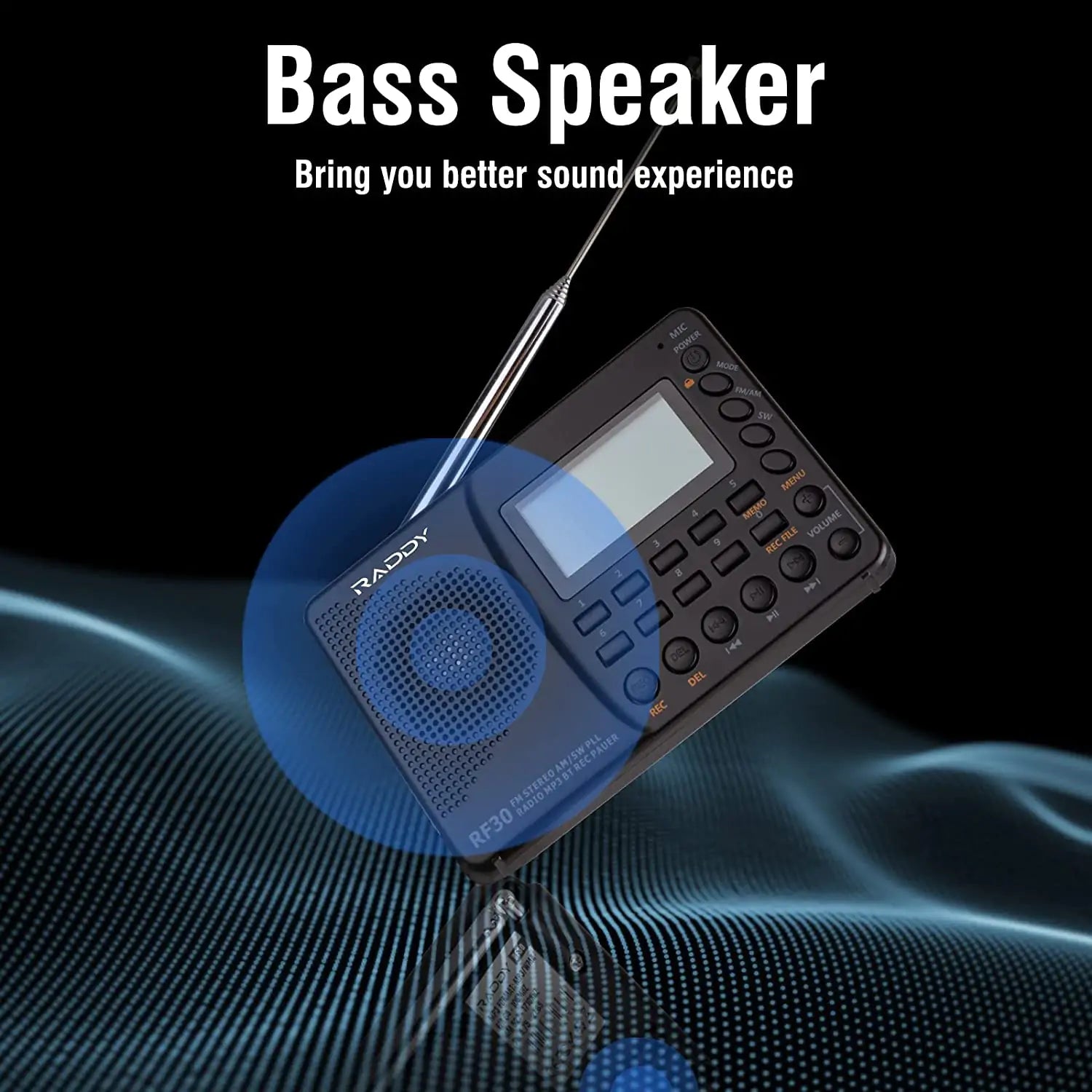 Raddy RF30 Portable Digital AM/FM/SW Radio, Digital Tuner Rechargeable Shortwave Radio, Support Bluetooth, Micro SD Card and AUX Recording