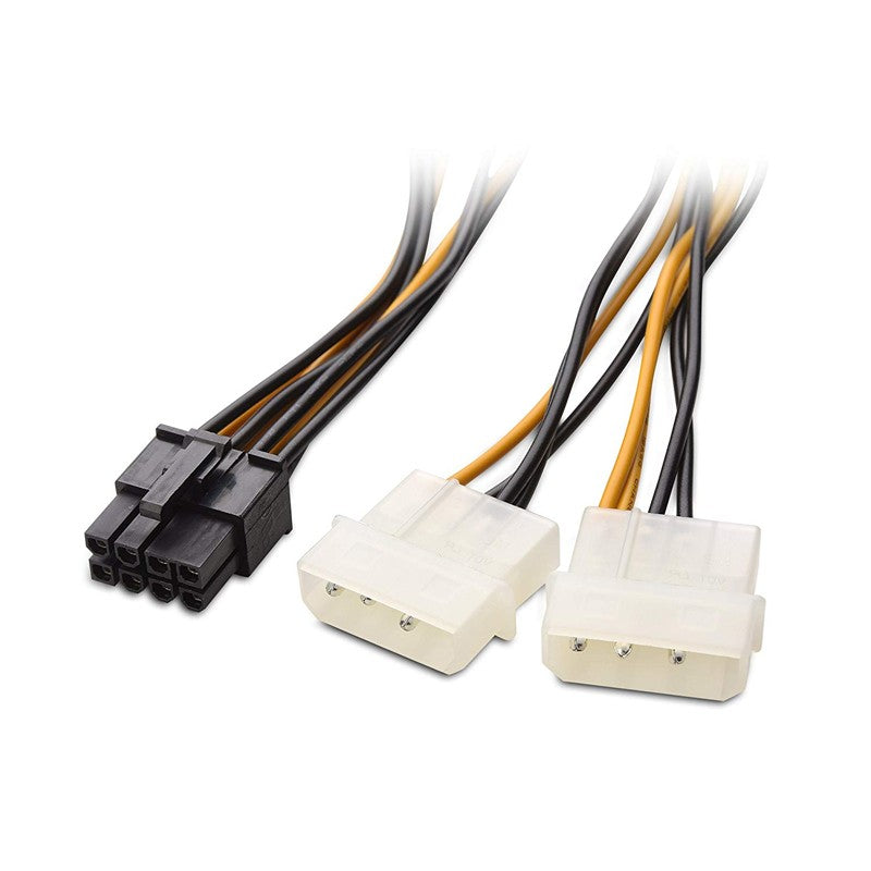 Generic 2 x Molex to 8 Pin PCIe 15cm Cable