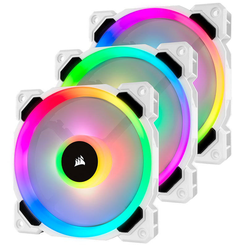 Corsair LL120 RGB 120mm Dual Light Loop PWM Fan White with Lighting Node Pro - 3 Pack