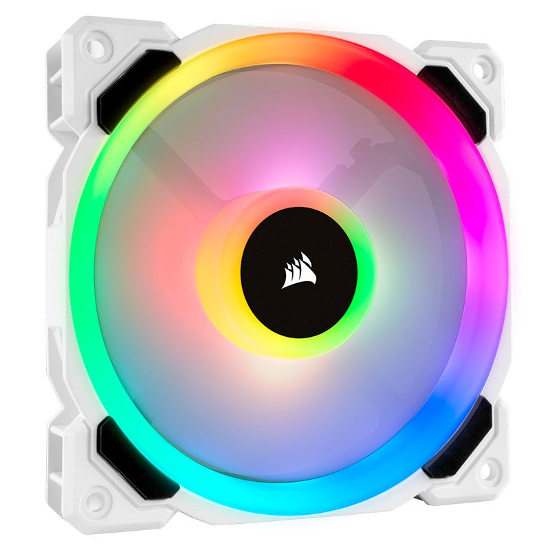 Corsair LL120 RGB 120mm Dual Light Loop PWM Fan White with Lighting Node Pro - 3 Pack
