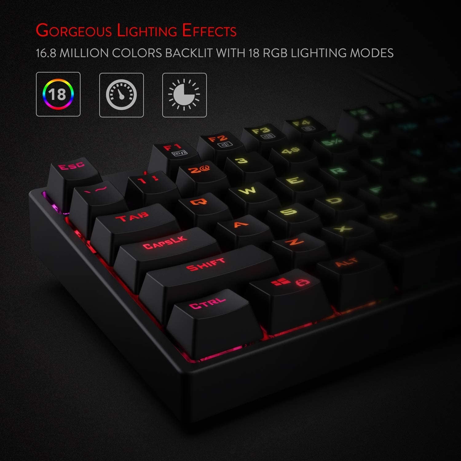 Redragon K582 SURARA RGB LED Backlit Mechanical Gaming Keyboard, Red Switch