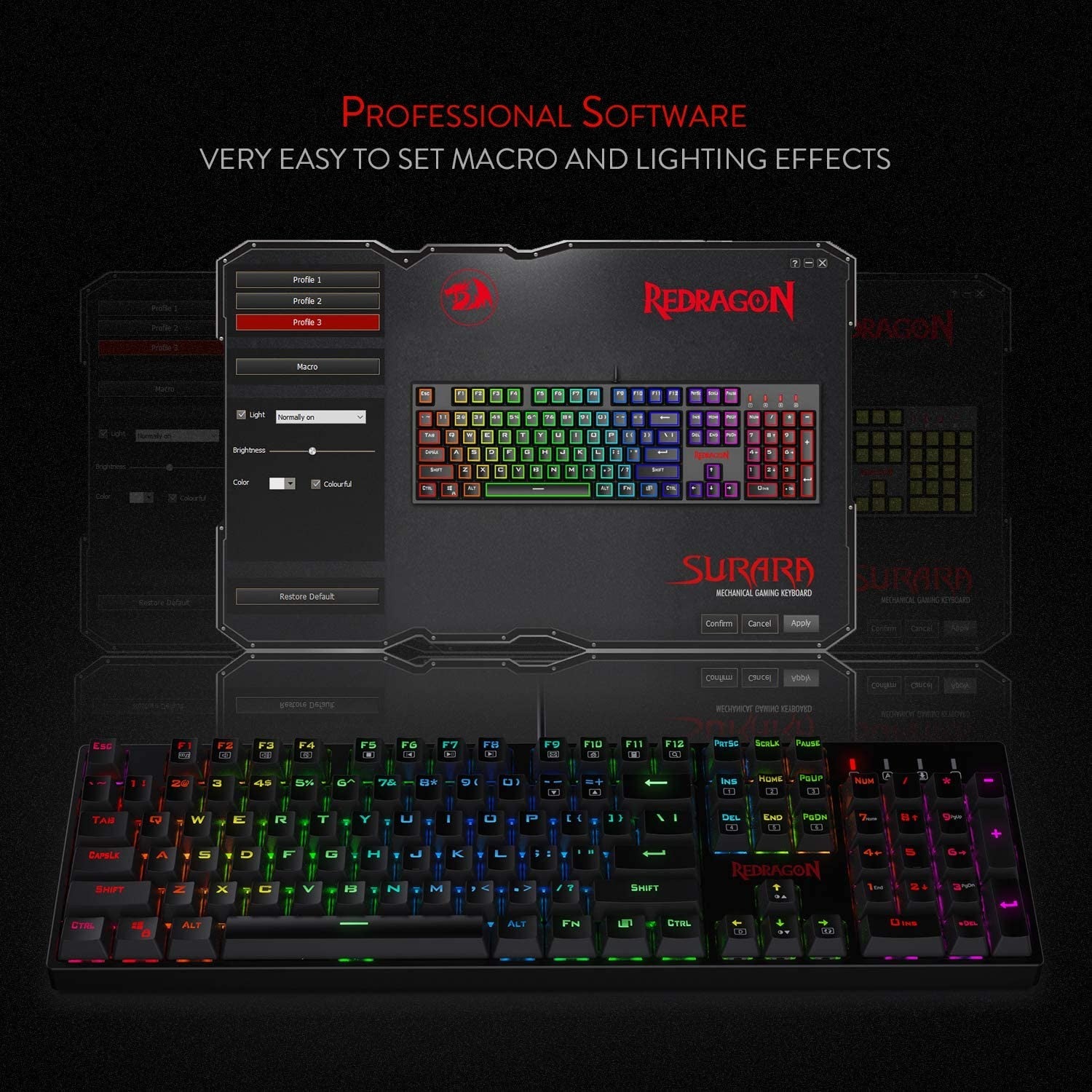 Redragon K582 SURARA RGB LED Backlit Mechanical Gaming Keyboard, Red Switch