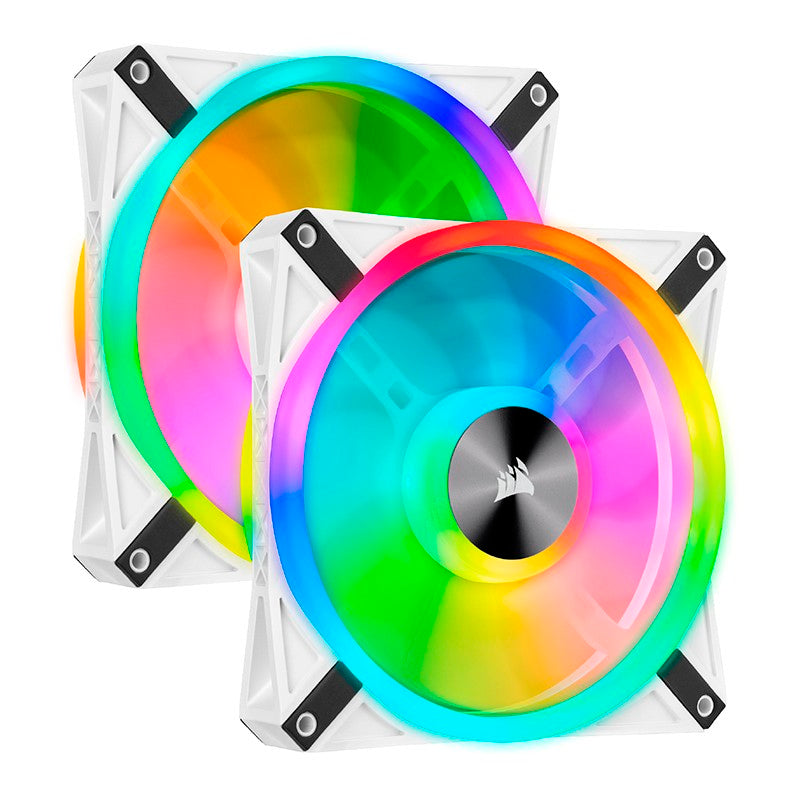 Corsair iCUE QL140 RGB 140mm Fan White - 2 Pack with Lighting Node Core )