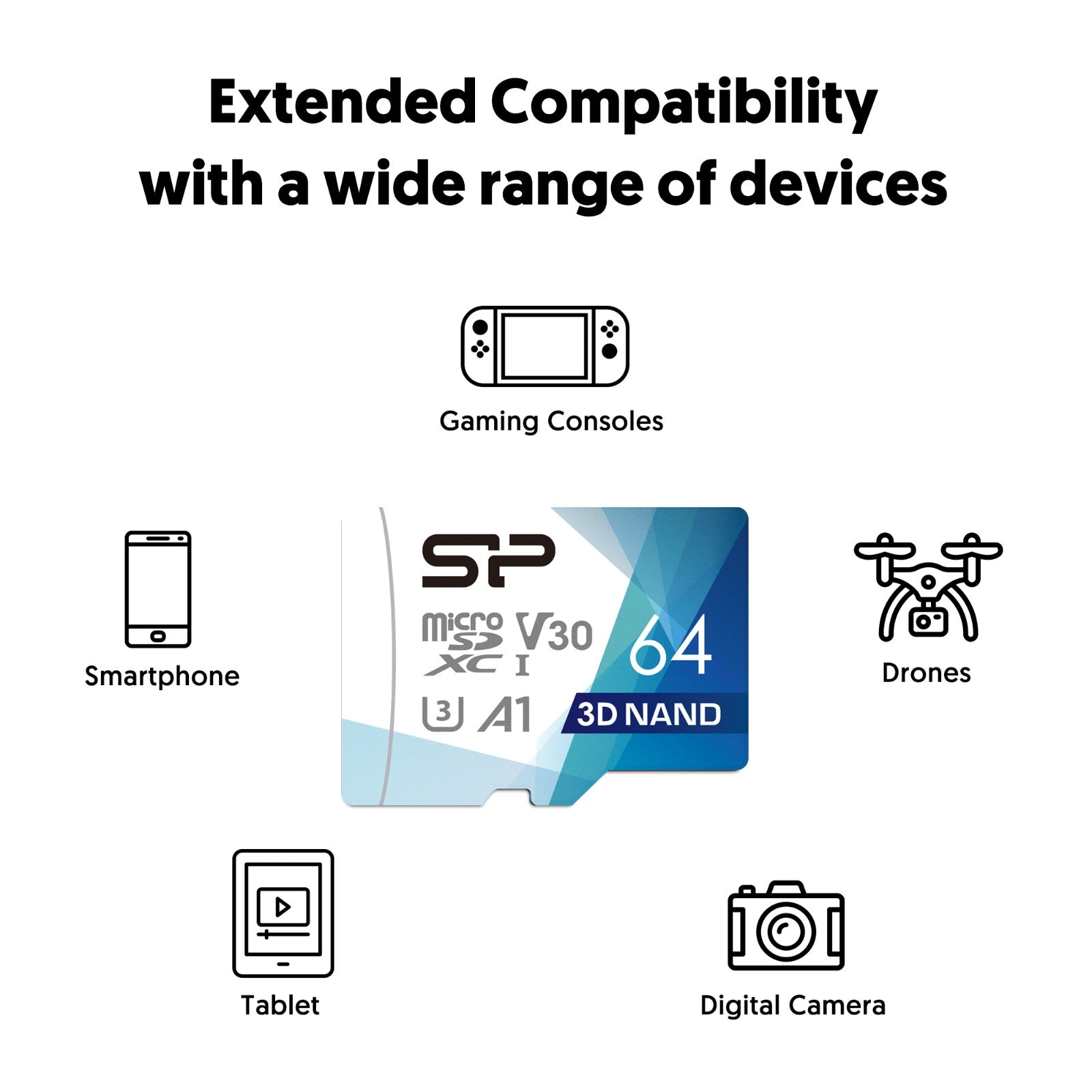 Silicon Power Superior PRO 4K/HD 64GB Micro SDXC Card 100MB/s Read & 80MB/s Write U3, C10, A1, V30 with Adapter