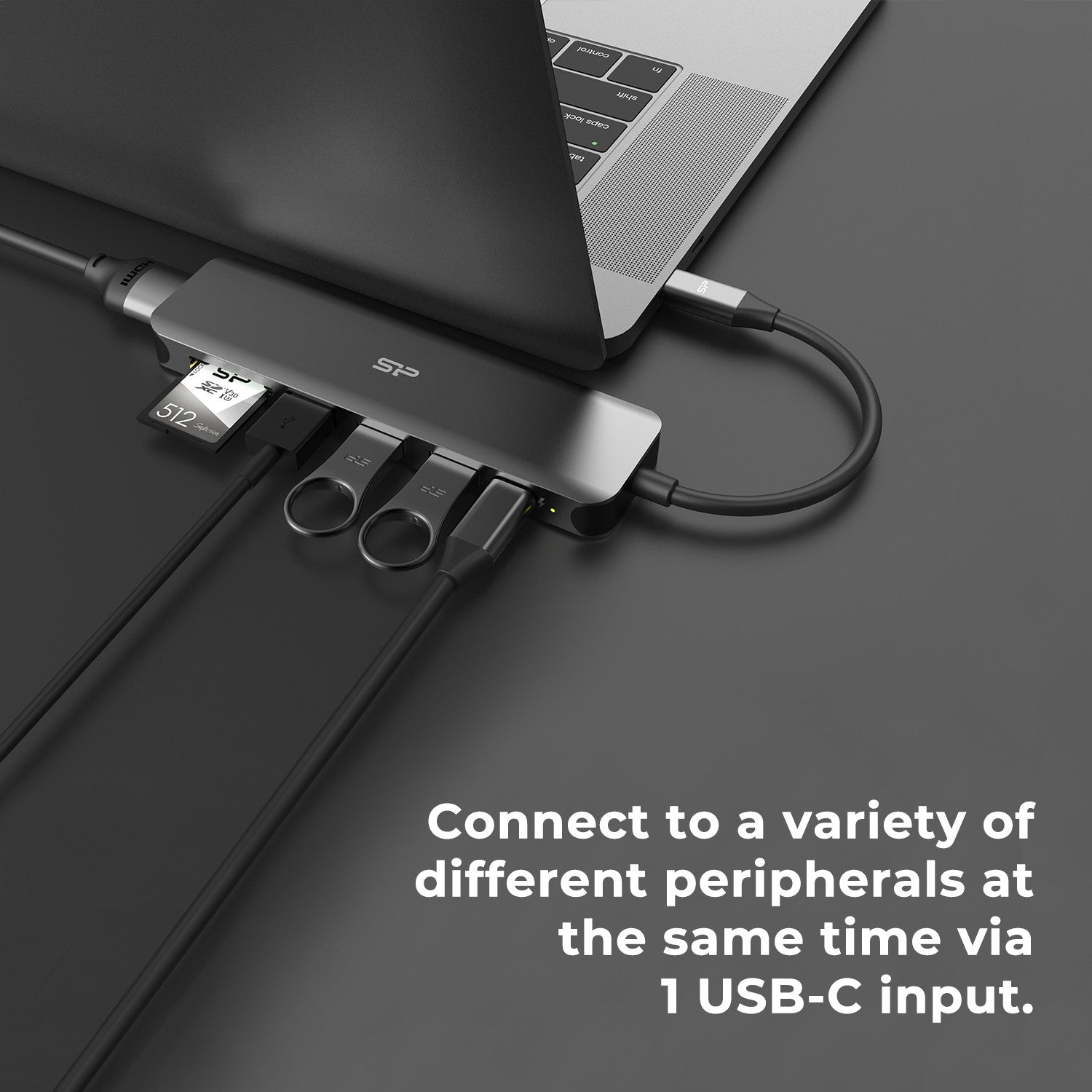 Silicon Power 7-in-1 USB C Hub with HDMI, USB 3.2 Gen 1, micro SD & SD Card Reader for Macbook/iPad Pro/ Laptop