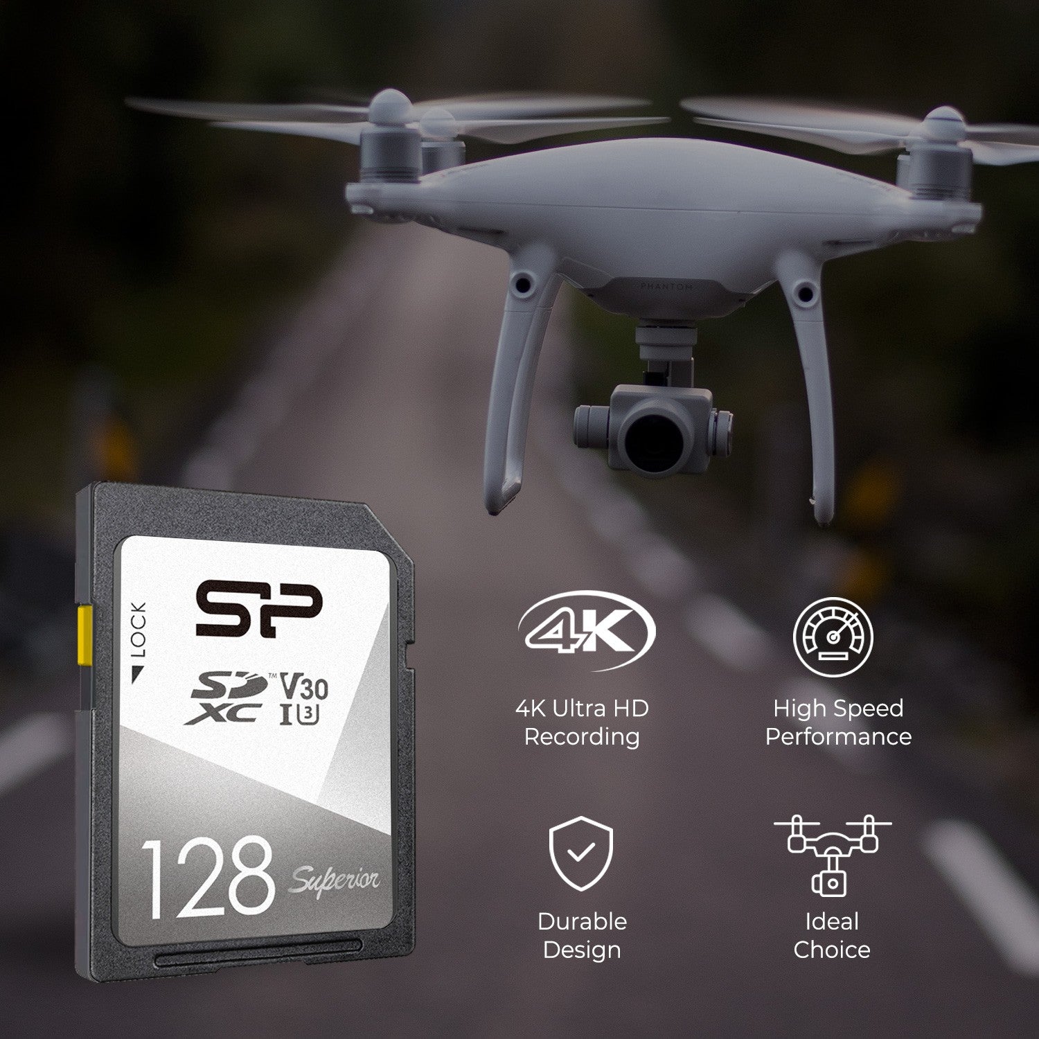 Silicon Power 128GB Superior 4K 100MB/S UHS-I U3 SDXC For DSLR,CAMERA,CAMCORDER,3D