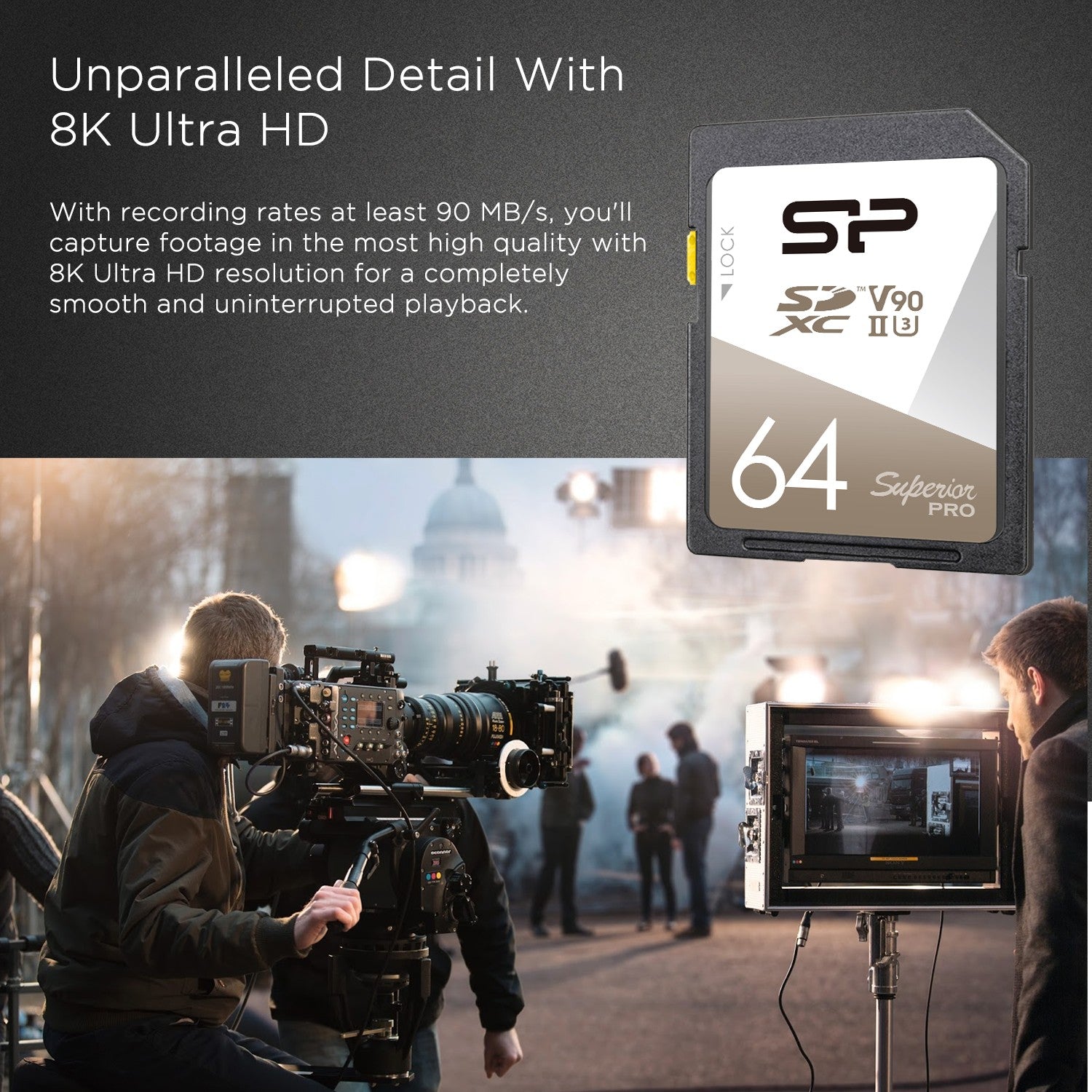 SP Silicon Power V90 for 8K Video SD Memory Card 64GB up to 290MB/s read for DSLR/Camera/Professional Photographer/Videographer,SDXC UHS-II,C10,U3,V90