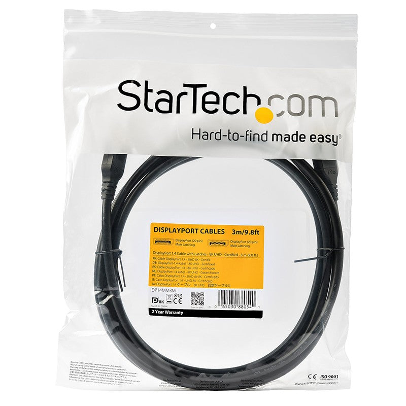 Startech DP14MM3M 3m VESA Certified DisplayPort 1.4 Cable