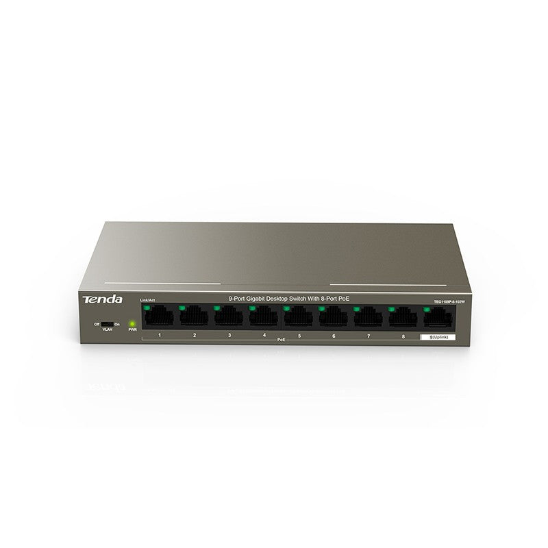 Tenda 9 Port Gigabit with 8-Port PoE Desktop Switch