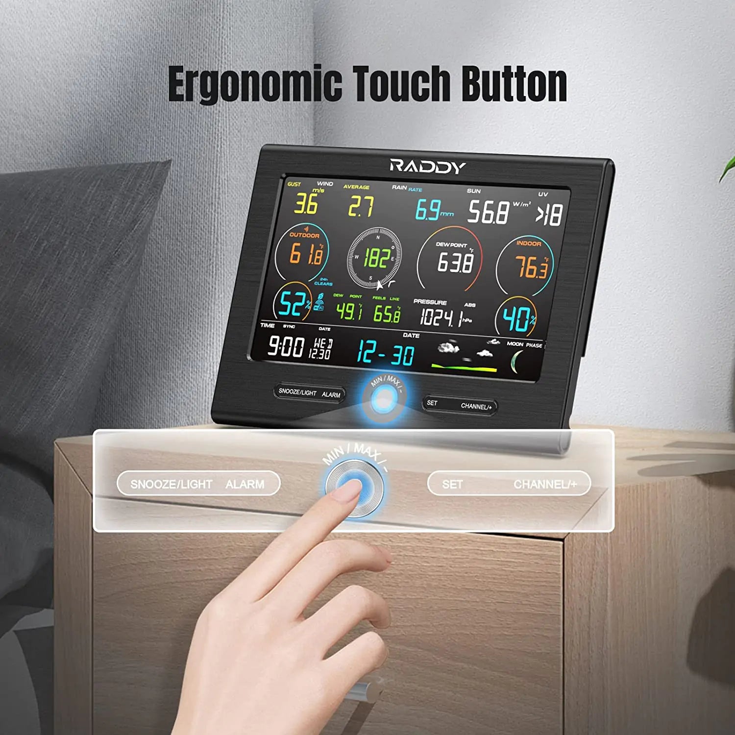 Raddy L7 LoRa Weather Station 1.9 Miles Long Range - Wireless Wi-Fi Indoor/Outdoor Weather Station with Rain Gauge, Thermometer, Humidity Sensor for G