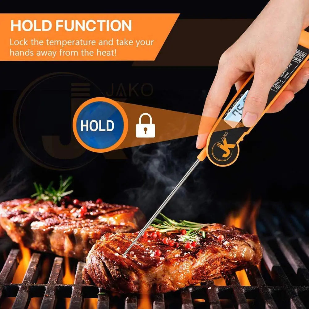 Digital Food Thermometer Meat Thermometer Instant Read °F/°C Foldable Probe Auto On/Off Food Cooking Thermometer for Grilling BBQ Kitchen Milk Etc