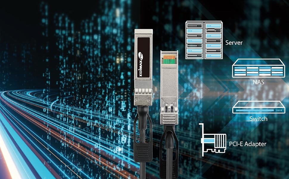 Edimax DAC Direct Attach Copper Twinax Cable 1M 10GbE SFP+ , Backward Compatible to SFP