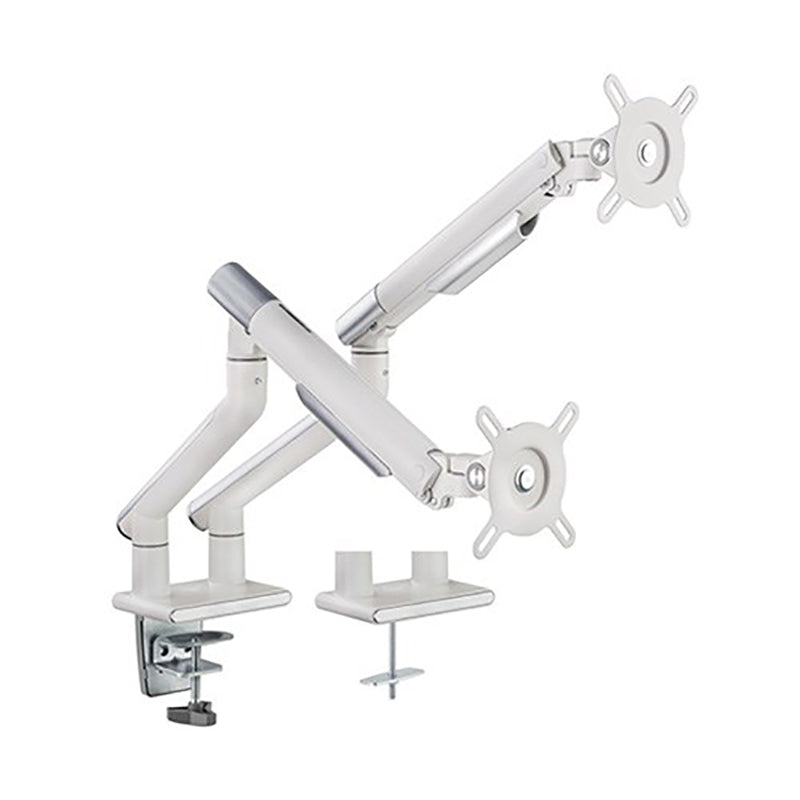 Brateck Dual Monitor Premium Slim Aluminum Spring-Assisted Monitor Arm Fix - White