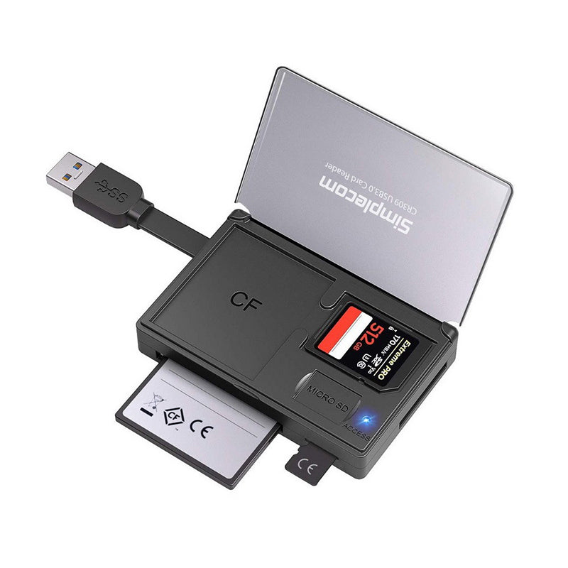 Simplecom 3 in 1 USB 3.0 Card Reader with Card Storage Case