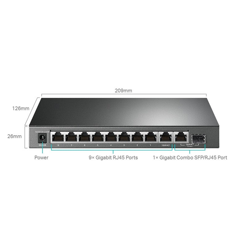 TP-Link 10 Port Gigabit Easy Smart Switch with 8 Port PoE+