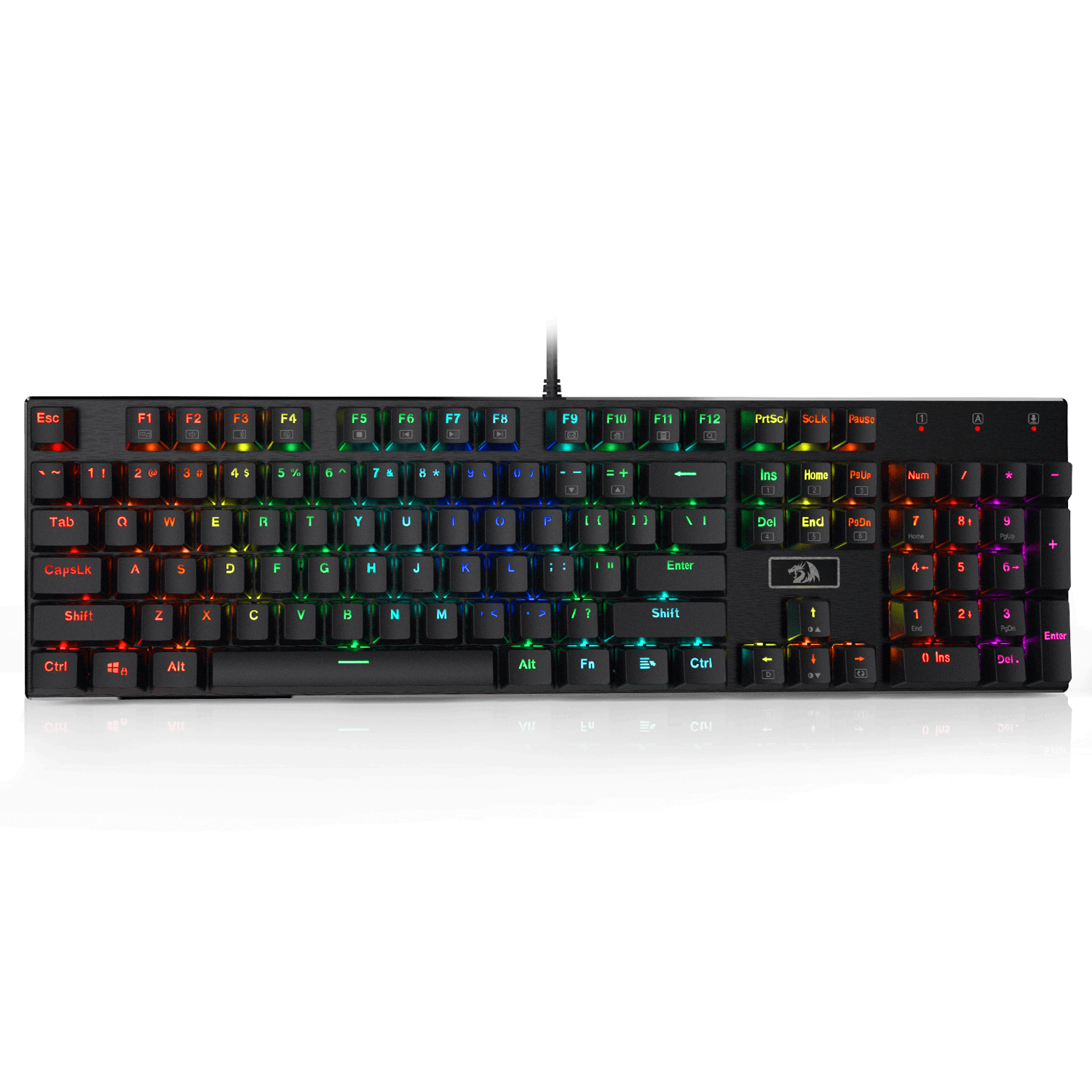 Redragon K556 RGB LED Backlit Wired Mechanical Gaming Keyboard, Aluminum Base, 104 Standard Keys, Brown Switches