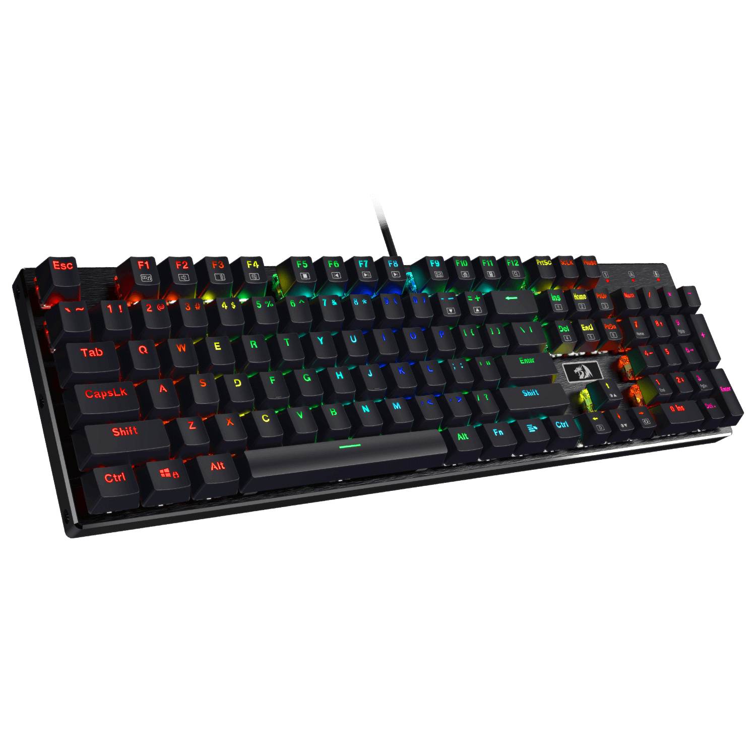 Redragon K556 RGB LED Backlit Wired Mechanical Gaming Keyboard, Aluminum Base, 104 Standard Keys, Brown Switches
