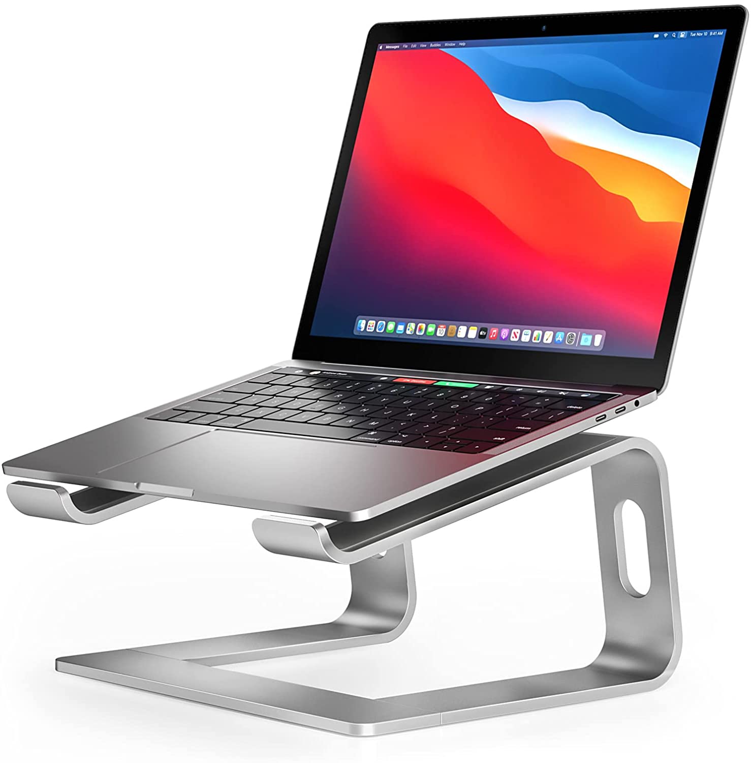 Laptop Stand Holder Aluminum Ergonomic Computer Stand Labtop Riser Detachable Notebook Stand Heavy Tablet Stand for 10-15.6” Laptops Silver