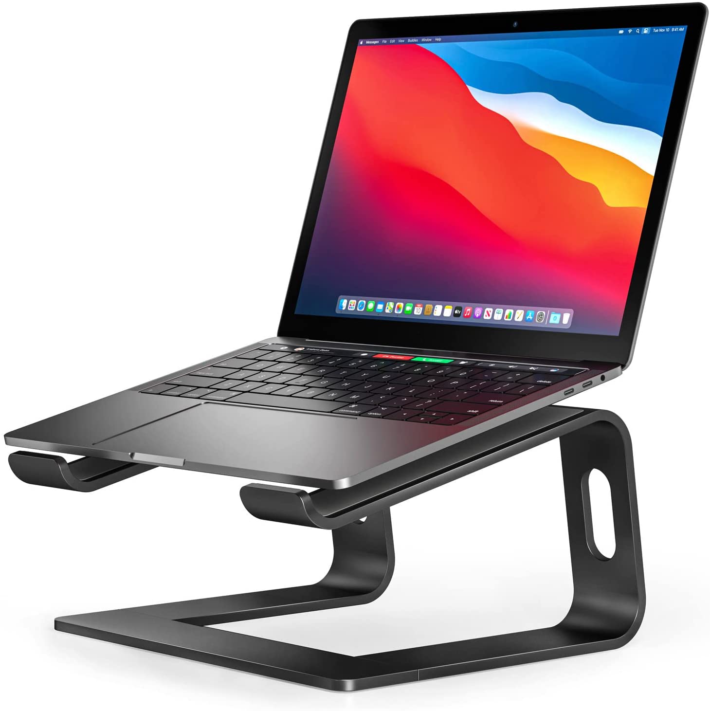 Foldable Laptop Stand Ergonomic Computer Stand Aluminum Laptop Riser Detachable Tablet Stand Desktop Mount for 10-15.6” Laptop Black