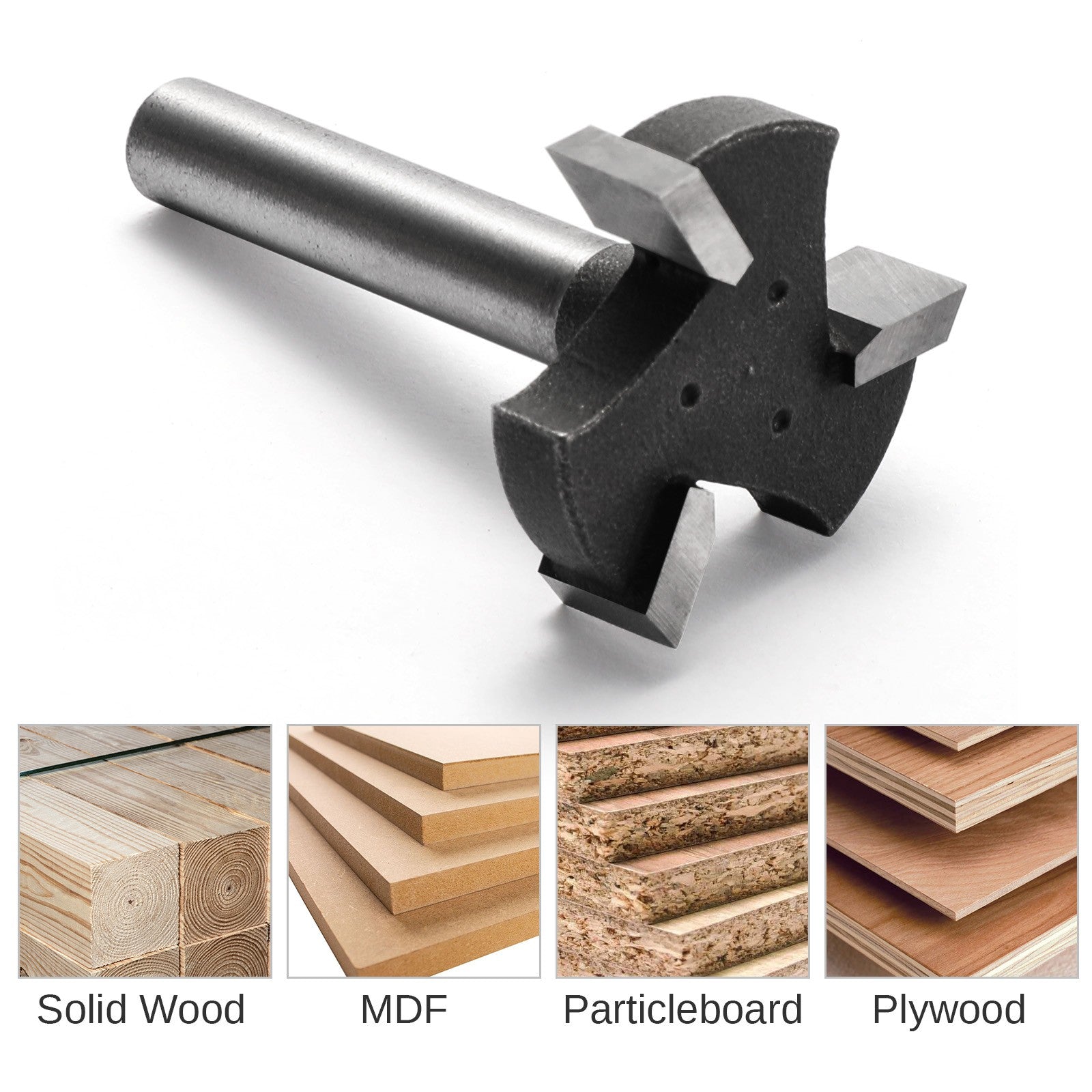 Genmitsu 3pcs 3-Flute CNC Spoilboard Surfacing Router Bits, 1/4'' Shank, 0.94'' Cutting Diameter, Slab Flattening Router Bits for Wood Working, RB03A