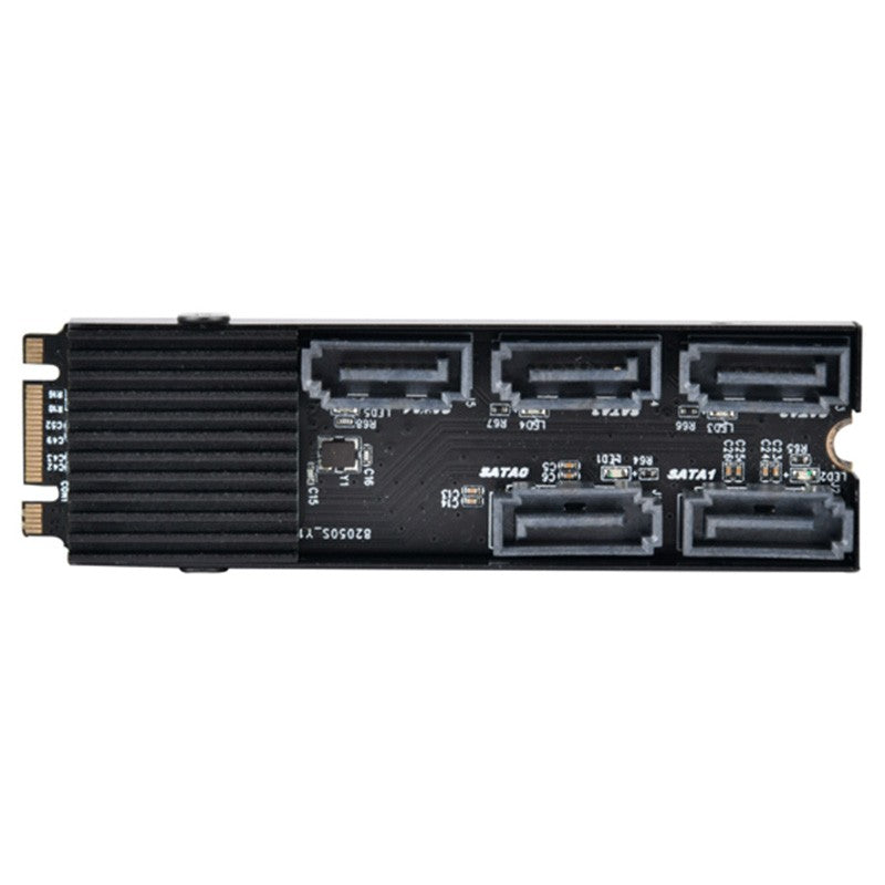 SilverStone 5 Port SATA 6Gbps to M.2 PCIe Expansion Card with Aluminum Heatsink