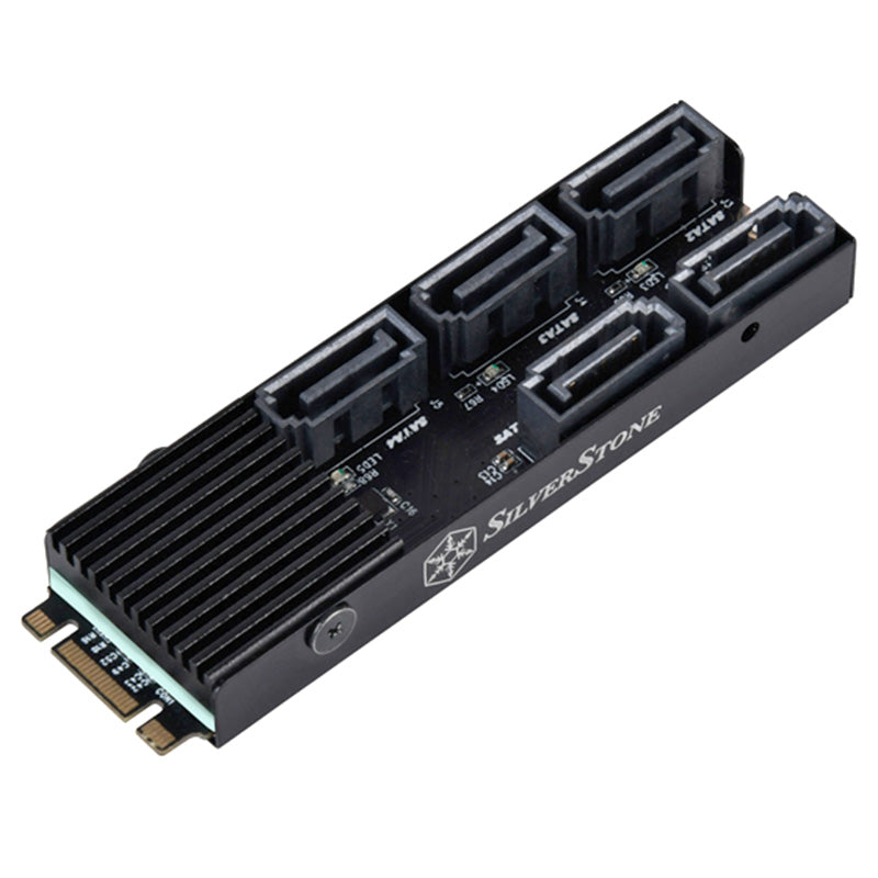 SilverStone 5 Port SATA 6Gbps to M.2 PCIe Expansion Card with Aluminum Heatsink