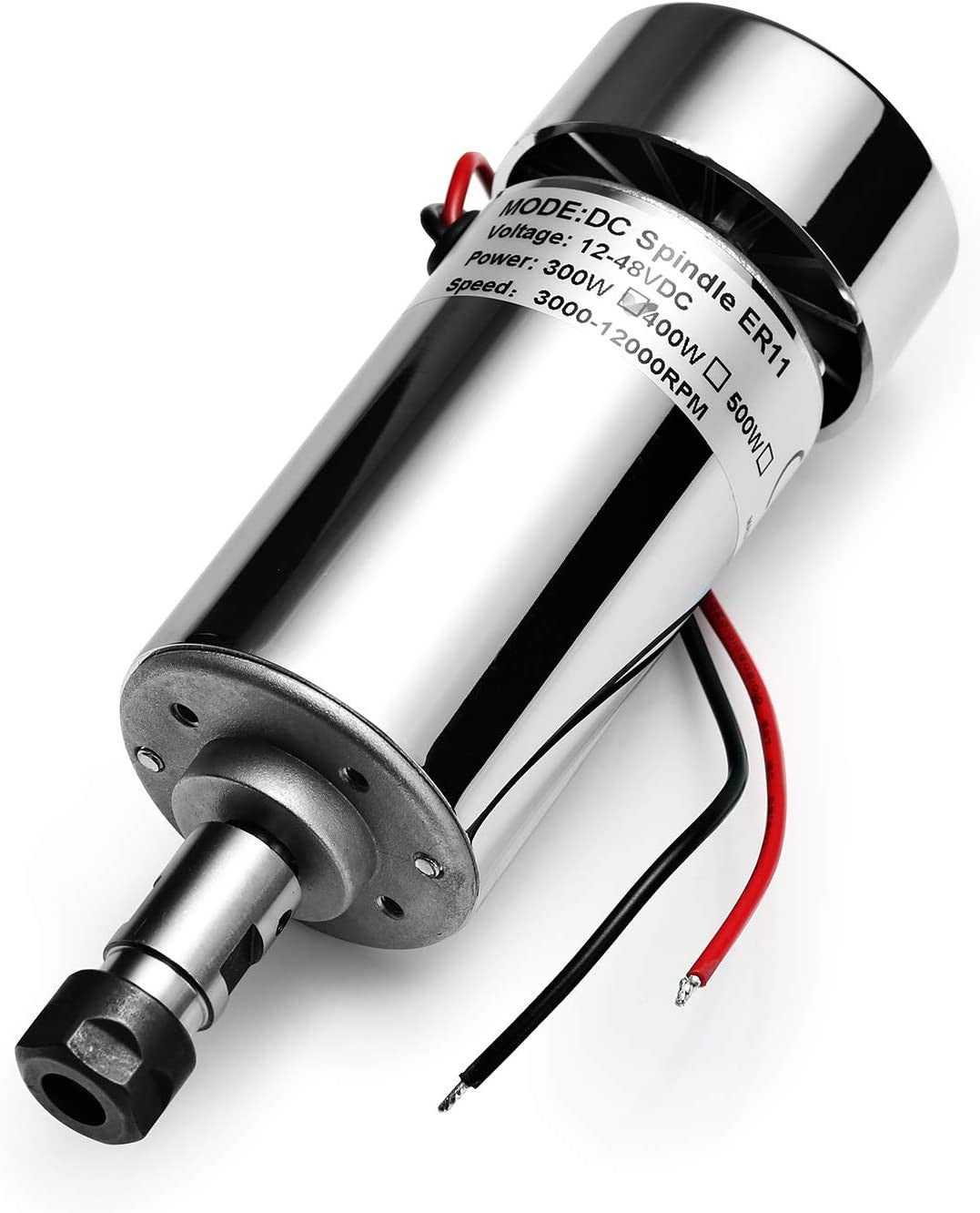 Genmitsu Air-Cooled 300W Brush DC Spindle Motor with 0-48V Output Adjustable Switching Power Supply, 52mm Clamp & ER11 Collet, ideal for CNC Machining